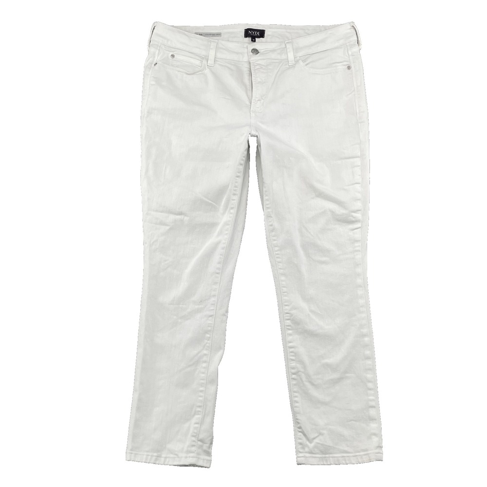 NYDJ Alina Ankle Jean Women's 14 White Preppy Minimalist Academia Y2k Boho Basic